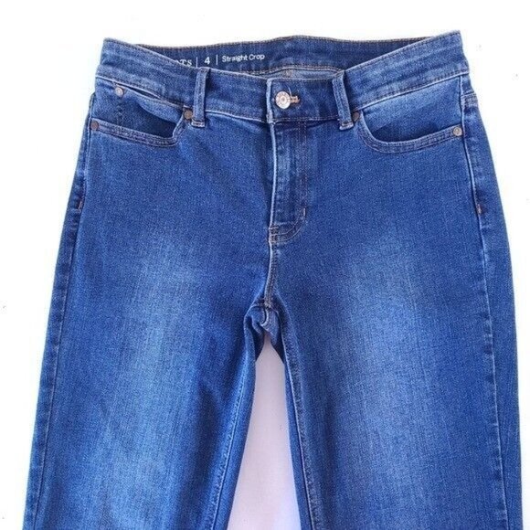 Talbots Womens Straight Leg Crop Blue Jeans Size 4 Raw Hem - Picture 4 of 8